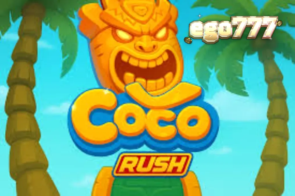 Pemandangan tropis yang cerah dengan elemen permainan slot Coco Rush